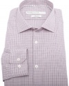 Perry Ellis Men's Premium Grid Plaid Slim Fit Dress Shirt, Purple, 16.5 32/33