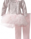 Blueberi Boulevard Baby-girls Infant Leopard Print Knit Set With Mesh Tutu Skirt, Pink, 18 Months
