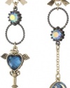 Betsey Johnson Heaven's to Betsey Key and Moon Mismatch Linear Drop Earrings