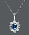 Give her a flower that will last a lifetime. Bella Bleu by Effy Collection's stunning pendant combines a large, round-cut blue diamond (3/8 ct. t.w.) with round-cut white diamonds as petals (3/4 ct. t.w.). Set in 14k white gold. Approximate length: 18 inches. Approximate drop: 11/16 inch.