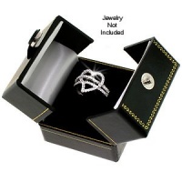 Classic Cartier Design Leatherette Black Double Doors Ring Gift Box