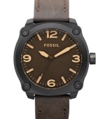 Rustic and natural in design, this casual timepiece from Fossil goes back to basics.