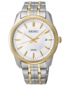 Golden accents create a sophisticated  look on this dress watch from Seiko.