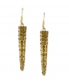 Golden opportunity. Add chic, contemporary style to your jewelry collection with BCBGeneration's linear drop earrings. Crafted in gold tone mixed metal, they're embellished with glittering glass accents in a light topaz hue. Approximate length: 1-1/2 inches.