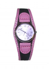 Zou Zou Purple with Flower Design Dial Pink Faux Leather and Black Fabric Ladies Watch ZRT6009 Zou Zou Purple with Flower Design Dial Pink Faux Leather and Black Fabric Ladies Watch ZRT6009