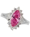 Think pink. City by City's ultra-feminine and super sparkly ring highlights a marquise-cut pink crystal surrounded by round-cut clear crystals. Set in silver tone mixed metal. Size 7.