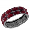 Dark red tones create a rich experience with 2028's stretch bracelet. Crafted from hematite-tone mixed metal with siam red glass stones, the bangle makes for a stylish choice. Approximate diameter: 2-1/2 inches.