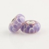 Purple Lotus Murano Style Glass Bead Solid 925 Sterling Silver Core for Pandora, Biagi, Chamilia, Troll and More Bracelets