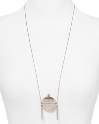 House of Harlow 1960's retro-meets-right now aesthetic sums up this statement-making medallion necklace. House of Harlow 1960's retro-meets-right now aesthetic sums up this statement-making medallion necklace.