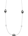 Put the final touches on. This delicate station necklace by Alfani adds the perfect last second layer before you walk out the door. Crafted in silver tone and hematite tone mixed metal. Approximate length: 60 inches.