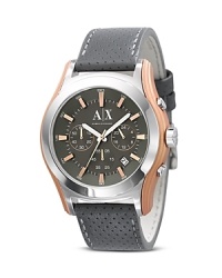 Punctuate your day-to-day look with modern accents like Armani Exchange's rose-gold trimmed chronograph. Slip on this round-the-clock style with everything from denim to suits. Punctuate your day-to-day look with modern accents like Armani Exchange's rose-gold trimmed chronograph. Slip on this round-the-clock style with everything from denim to suits.