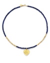 THE LOOKBeaded designHeart pendantLapis and pyrite stones22k goldplated vermeil sterling silver charm accentsLobster claspTHE MEASUREMENTLength, about 16ORIGINMade in USA of imported materials