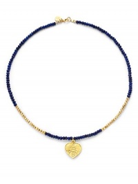 THE LOOKBeaded designHeart pendantLapis and pyrite stones22k goldplated vermeil sterling silver charm accentsLobster claspTHE MEASUREMENTLength, about 16ORIGINMade in USA of imported materials THE LOOKBeaded designHeart pendantLapis and pyrite stones22k goldplated vermeil sterling silver charm accentsLobster claspTHE MEASUREMENTLength, about 16ORIGINMade in USA of imported materials