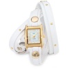 La Mer Collections - Studded Gold White Leather Wrap Watch