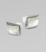 Complement your suiting in style with this pair of sterling silver cuff links inlayed with mother of pearl.Sterling silverMother of pearlbullet text here Imported