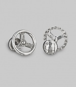 A bit of revved-up character for the sartorial set, designed in polished sterling silver. Sterling silver Gear knob backing About ¾ diam. Made in USA 