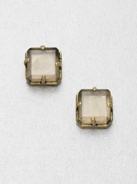 A simply chic piece with a faceted cube bead set in a goldtone setting. EpoxyGoldtone brassSize, about .59Post backImported A simply chic piece with a faceted cube bead set in a goldtone setting. EpoxyGoldtone brassSize, about .59Post backImported