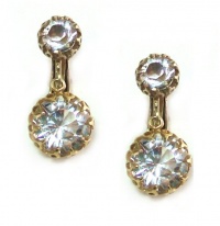 Catherine Popesco 14K Gold Plated Petite Clip Dangle Earrings with Clear Swarovski Crystals Catherine Popesco 14K Gold Plated Petite Clip Dangle Earrings with Clear Swarovski Crystals
