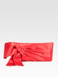 A truly feminine style with a large satin bow front.Top zip closureSatin lining9W X 4½H X 1½DMade in Italy A truly feminine style with a large satin bow front.Top zip closureSatin lining9W X 4½H X 1½DMade in Italy