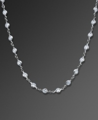 Crafted in platinum over sterling silver and embellished with sparkling cubic zirconias (13 ct. t.w.), CRISLU's long necklace is both timeless and versatile. Approximate length: 18 inches.