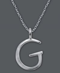 The perfect personalized gift. A polished sterling silver pendant features the letter G with a chic asymmetrical shape. Comes with a matching chain. Approximate length: 18 inches. Approximate drop: 3/4 inch.
