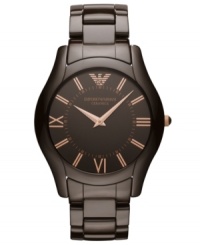 Don't resist the tempting rich details immersed in this unisex timepiece from Emporio Armani. Don't resist the tempting rich details immersed in this unisex timepiece from Emporio Armani.