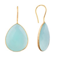 18KT Gold Vermeil Chalcedony Aqua Blue Teardrop Earrings 925 Sterling Silver Bezel Set Gemstone Drops 18KT Gold Vermeil Chalcedony Aqua Blue Teardrop Earrings 925 Sterling Silver Bezel Set Gemstone Drops