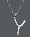 The perfect personalized gift. A polished sterling silver pendant features the letter Y with a chic asymmetrical design. Comes with a matching chain. Approximate length: 18 inches. Approximate drop: 3/4 inch.