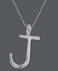 The perfect personalized gift. A polished sterling silver pendant features the letter J with a chic asymmetrical shape. Comes with a matching chain. Approximate length: 18 inches. Approximate drop: 3/4 inch. The perfect personalized gift. A polished sterling silver pendant features the letter J with a chic asymmetrical shape. Comes with a matching chain. Approximate length: 18 inches. Approximate drop: 3/4 inch.