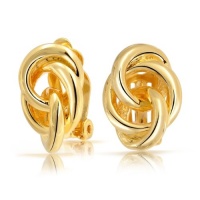 Bling Jewelry Open Triple Circle Gold Plated Love Knot Clip On Earrings Bling Jewelry Open Triple Circle Gold Plated Love Knot Clip On Earrings