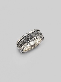 Narrow sea urchin band in sterling silver with black diamonds. .12 tcw Made in USA Narrow sea urchin band in sterling silver with black diamonds. .12 tcw Made in USA