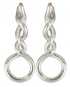 T Tahari Silver Tone Linear Twist Hoop Earrings