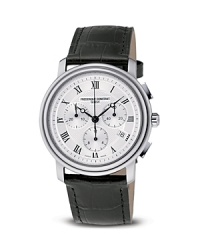 Frédérique Constant's Classic chronograph watch features a stainless steel case, guilloche-engraved silver dial, and elegant croc-embossed leather strap. Frédérique Constant's Classic chronograph watch features a stainless steel case, guilloche-engraved silver dial, and elegant croc-embossed leather strap.