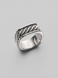 Handsomely detailed, sterling silver sculpted cable square ring. From the Heirloom Collection Overall, 24.7mm diam. Imported Handsomely detailed, sterling silver sculpted cable square ring. From the Heirloom Collection Overall, 24.7mm diam. Imported