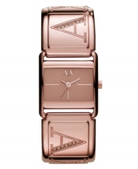 Shimmery color in a sophisticated silhouette: a timepiece by AX Armani Exchange. Shimmery color in a sophisticated silhouette: a timepiece by AX Armani Exchange.