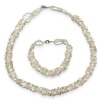 Swarovski Crystal & Pearl Necklace Bracelet Set 925 Lock