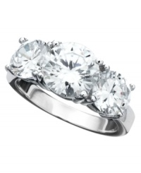 Three times the shine! CRISLU's stunning three-stone ring combines brilliant, round-cut cubic zirconias (4 ct. t.w.) in a platinum over sterling silver setting. Size 5, 6, 7, 8 and 9. Three times the shine! CRISLU's stunning three-stone ring combines brilliant, round-cut cubic zirconias (4 ct. t.w.) in a platinum over sterling silver setting. Size 5, 6, 7, 8 and 9.