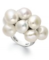 A fun update to the traditional pearl ring, this chic cluster combines cultured freshwater pearls (12-14 mm) for an effervescent aesthetic. Set in sterling silver. Size 7.