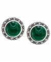 Look glamorous in green. Genevieve & Grace's round earrings, set in sterling silver, feature synthetic malachite (1-3/4 ct. t.w.) and marcasite to stunning effect. Approximate diameter: 5/8 inch.