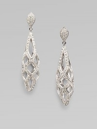 EXCLUSIVELY AT SAKS. A three dimensional style that truly sparkles with a beautiful open cage design. CrystalsRhodium plated brassDrop, about 2¼Post and clutch backImported 