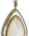 Judith Jack Dewdrop Sterling Silver, Marcasite and Mother of Pearl Drop Pendant Necklace, 18