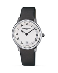 Ultra flat and sleek, the Slim Line is accented with a guilloché-patterned dial produced by a complex engraving procedure. By Frédérique Constant. Ultra flat and sleek, the Slim Line is accented with a guilloché-patterned dial produced by a complex engraving procedure. By Frédérique Constant.