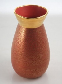 Michael Wainwright Amalfi Coral Crackle Gold Rim Large Vase Michael Wainwright Amalfi Coral Crackle Gold Rim Large Vase