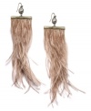 Pump up the drama. Ali Khan's brass-plated mixed metal earrings feature a multitude of wispy neutral-colored feathers. Approximate drop: 7-1/2 inches.