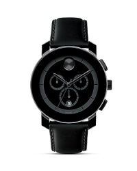 Large Movado BOLD chronograph watch with black dial with black accents. Large Movado BOLD chronograph watch with black dial with black accents.
