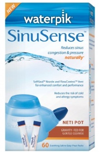 Waterpik SWN 260 Sinusense Neti Pot Includes 60 Soothing Saline Packs With Aloe Vera and Eucalyptus, Blue Waterpik SWN 260 Sinusense Neti Pot Includes 60 Soothing Saline Packs With Aloe Vera and Eucalyptus, Blue
