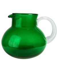 The eye-catching Iris pitcher makes a big impact in any setting with a bright emerald tint and tiny bubbles trapped in dishwasher-safe glass. From Artland's serveware collection. The eye-catching Iris pitcher makes a big impact in any setting with a bright emerald tint and tiny bubbles trapped in dishwasher-safe glass. From Artland's serveware collection.