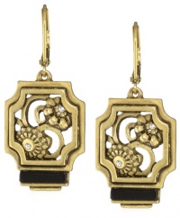T Tahari Gold Tone with Black Resin Drop Earrings T Tahari Gold Tone with Black Resin Drop Earrings