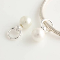 White Pearl Dangle Pendant 925 Sterling Silver Charm for Pandora, Biagi, Chamilia, Troll and More Bracelets White Pearl Dangle Pendant 925 Sterling Silver Charm for Pandora, Biagi, Chamilia, Troll and More Bracelets