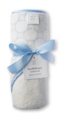 SwaddleDesigns Organic Cotton Hooded Towel - Pastel Blue Mod Circles on Ivory SwaddleDesigns Organic Cotton Hooded Towel - Pastel Blue Mod Circles on Ivory
